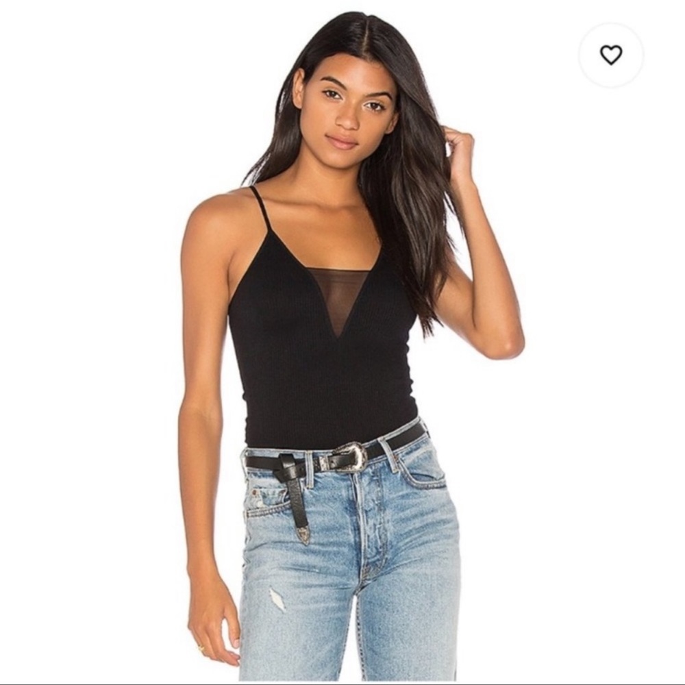 Free People Intimately Black Cami with Mesh Detail